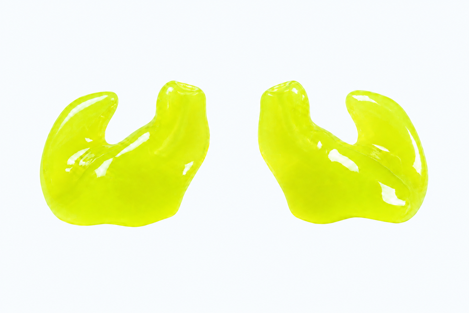 Pair of fluorescent yellow custom eartips
